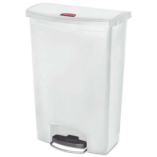 Image of Rubbermaid® Commercial Slim Jim Streamline Resin Step-On Container, Front Step Style, 24 gal, Polyethylene, White