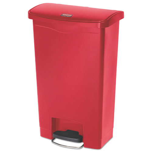 Image of Rubbermaid® Commercial Streamline Resin Step-On Container, Front Step Style, 13 gal, Polyethylene, Red