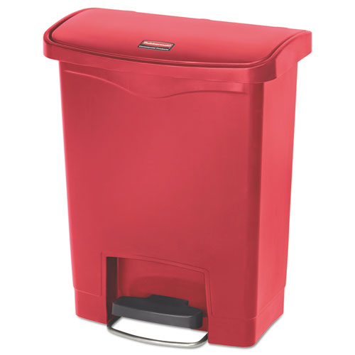 Image of Rubbermaid® Commercial Streamline Resin Step-On Container, Front Step Style, 8 gal, Polyethylene, Red