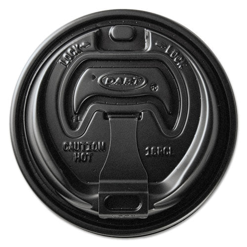 Image of Dart® Optima Reclosable Lids for Hot Paper Cups, Fits 10 oz to 24 oz Hot Cups, Plastic, Black, 1,000/Carton