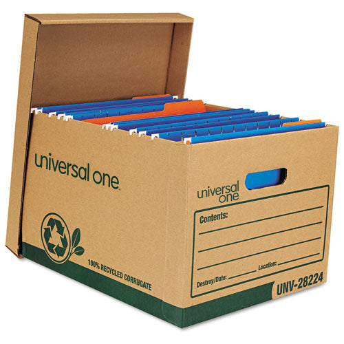 Image of Universal® Recycled Heavy-Duty Record Storage Box, Letter/legal Files, Kraft/green, 12/carton