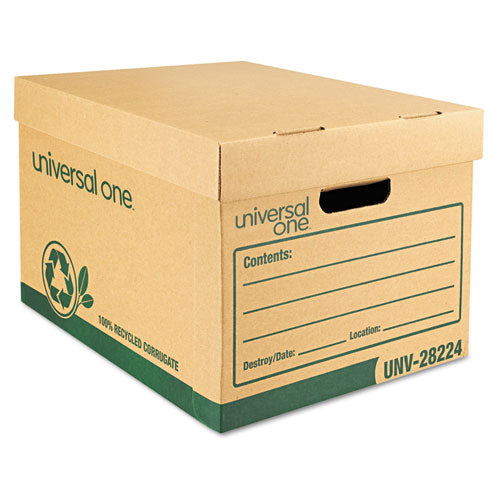 Image of Universal® Recycled Heavy-Duty Record Storage Box, Letter/legal Files, Kraft/green, 12/carton