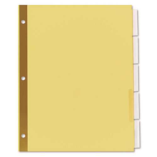 Image of Universal® Deluxe Extended Insertable Tab Indexes, 5-Tab, 11 x 8.5, Buff, Clear Tabs, 6 Sets
