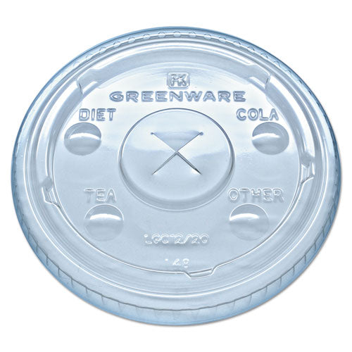 Image of Fabri-Kal® Greenware Cold Drink Lids, Fits 9 oz Old Fashioned Cups/12 oz Squat Cups/20 oz Cups, Plastic, Clear, 1,000/Carton