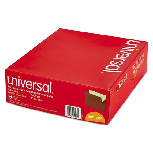 Image of Universal® Redrope Expanding File Pockets, 5.25" Expansion, Letter Size, Redrope, 10/box