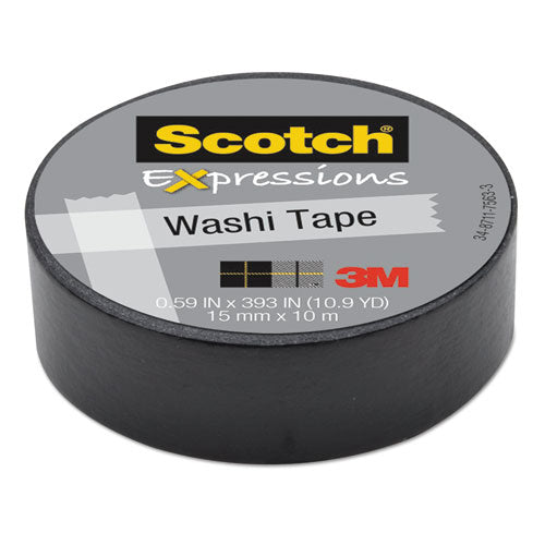 Image of Scotch® Expressions Washi Tape, 1.25" Core, 0.59" X 32.75 Ft, Black