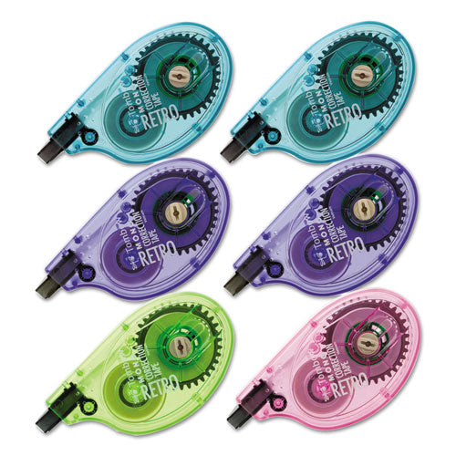 Image of Tombow® MONO Original Correction Tape, Assortedt RetroColor Applicators, 0.17" x 394", 6/Box