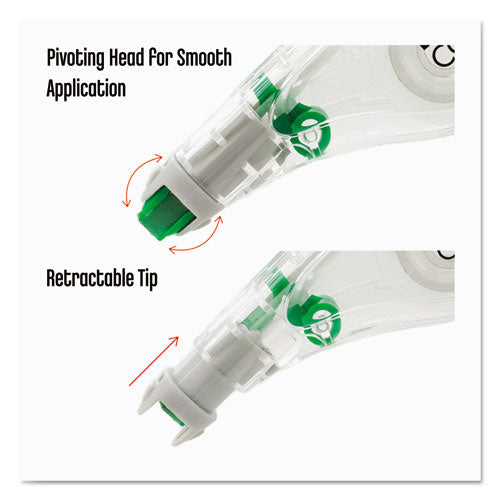 Image of Tombow® MONO Hybrid Style Correction Tape, Non-Refillable, Clear Applicator, 0.17" x 394", 10/Pack