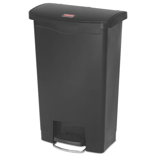 Image of Rubbermaid® Commercial Slim Jim Streamline Resin Step-On Container, Front Step Style, 13 gal, Polyethylene, Black