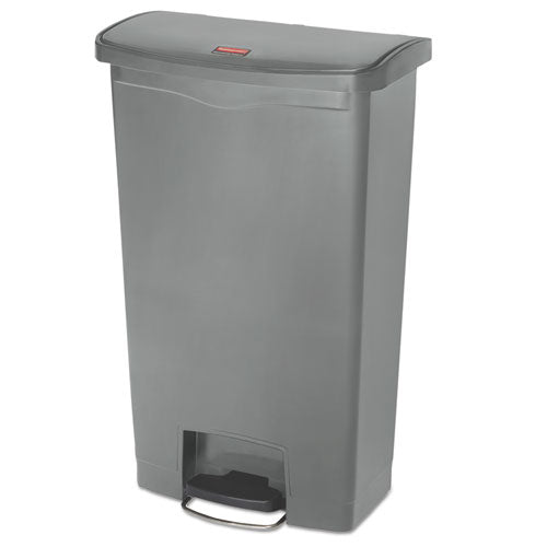 Image of Rubbermaid® Commercial Slim Jim Streamline Resin Step-On Container, Front Step Style, 18 gal, Polyethylene, Gray