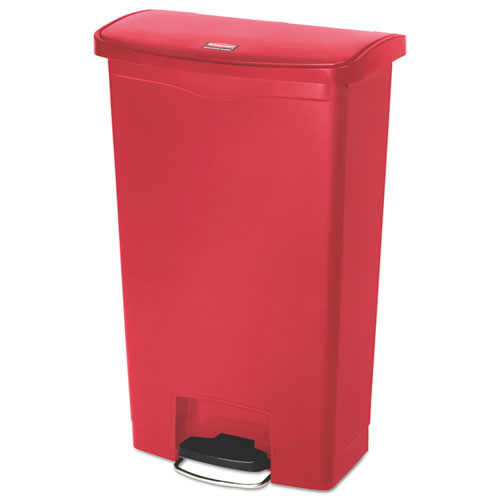 Image of Rubbermaid® Commercial Streamline Resin Step-On Container, Front Step Style, 18 gal, Polyethylene, Red