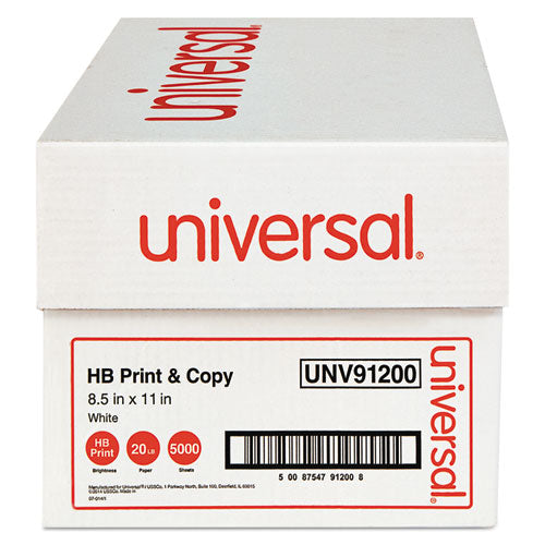 Image of Universal® High-Bright Multipurpose Paper, 20 lb Bond Weight, 8.5 x 11, White, 500 Sheets/Ream, 10 Reams/Carton