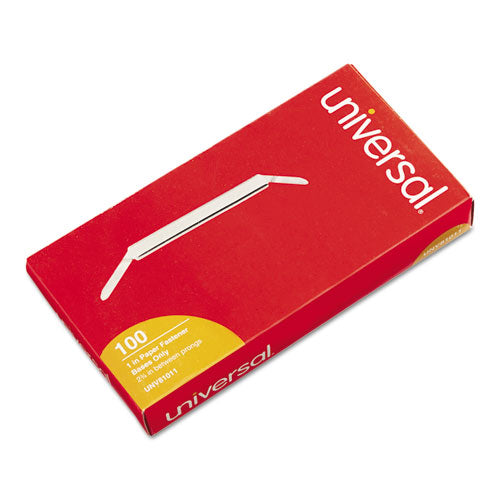 Image of Universal® Two-Piece Two-Prong Paper Fastener Bases, 1" Capacity, 2.75" Center to Center, Silver, 100/Box