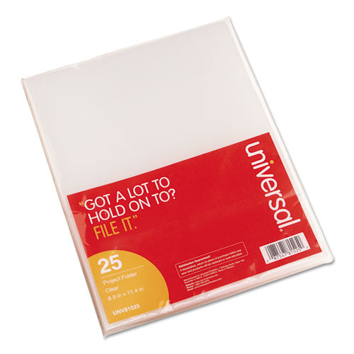 Image of Universal® Project Folders, Letter Size, Clear, 25/pack