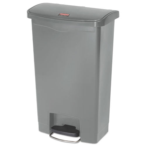 Image of Rubbermaid® Commercial Slim Jim Streamline Resin Step-On Container, Front Step Style, 13 gal, Polyethylene, Gray