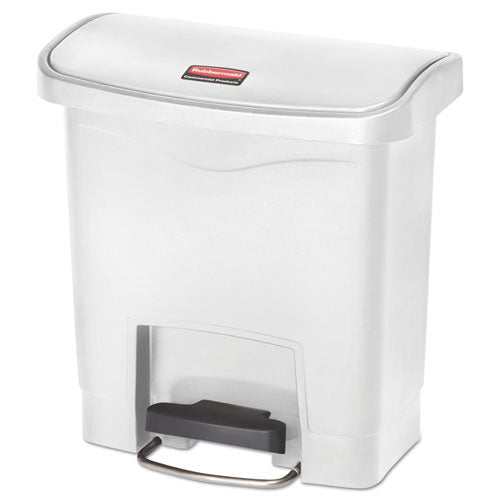 Image of Rubbermaid® Commercial Slim Jim Streamline Resin Step-On Container, Front Step Style, 4 gal, Polyethylene, White