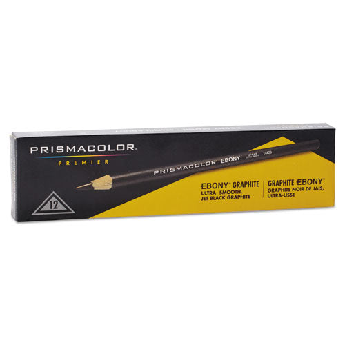 Image of Prismacolor® EBONY Sketching Pencil, 4 mm, 2B, Jet Black Lead, Black Matte Barrel, Dozen