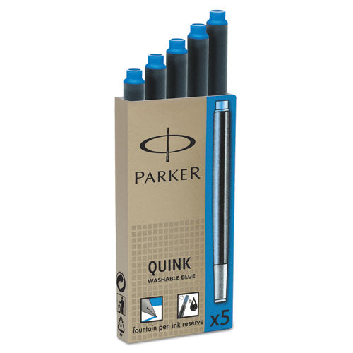 Image of Parker® Refill Cartridge for Parker Washable Ink Fountain Pens, Blue Ink, 5/Pack