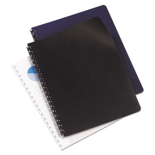 Image of GBC® Leather-Look Presentation Covers for Binding Systems, Navy, 11.25 x 8.75, Unpunched, 100 Sets/Box
