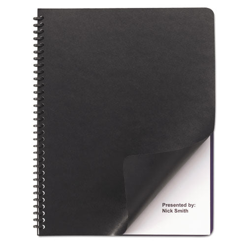 Image of GBC® Leather-Look Presentation Covers for Binding Systems, Black, 11.25 x 8.75, Unpunched, 50 Sets/Pack