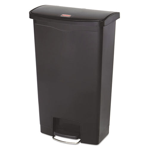 Image of Rubbermaid® Commercial Slim Jim Streamline Resin Step-On Container, Front Step Style, 18 gal, Polyethylene, Black