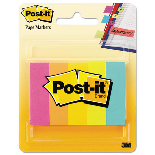 Image of Post-it® Page Flag Markers, Assorted Brights, 100 Flags/Pad, 5 Pads/Pack