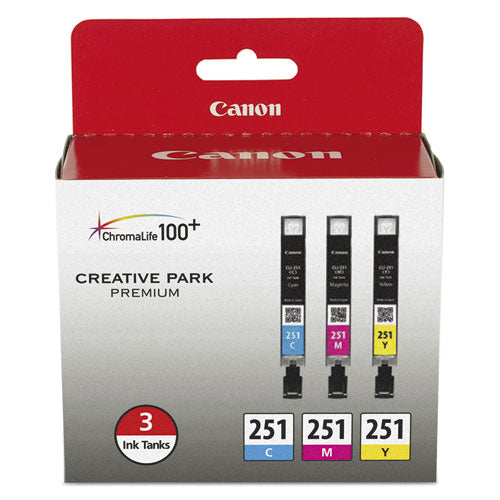 Image of Canon® 6514b009 (cli-251) Chromalife100+ Ink, Cyan/magenta/yellow