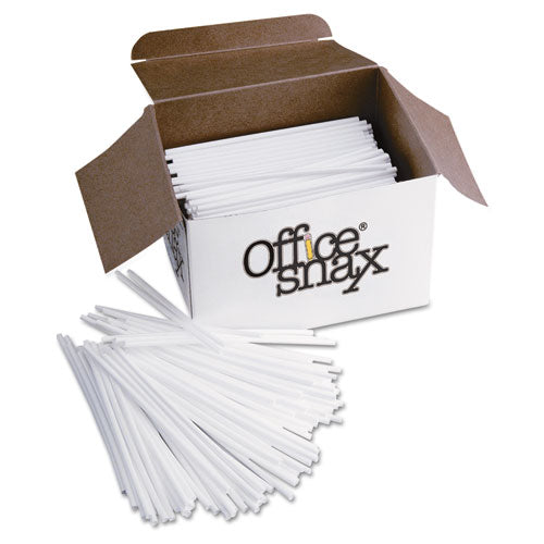 Image of Office Snax® Plastic Stir Sticks, 5", White, 1,000/box