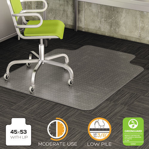 Image of deflecto® Duramat Moderate Use Chair Mat For Low Pile Carpet, 45 X 53, Wide Lipped, Clear