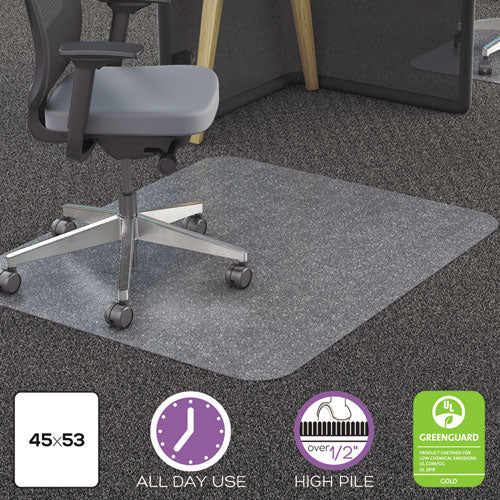 Image of deflecto® All Day Use Chair Mat - All Carpet Types, 45 X 53, Rectangle, Clear