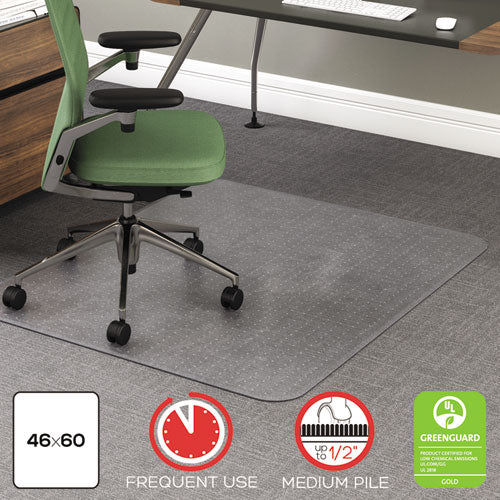 Image of deflecto® Rollamat Frequent Use Chair Mat, Medium Pile Carpet, Flat, 46 X 60, Rectangle, Clear