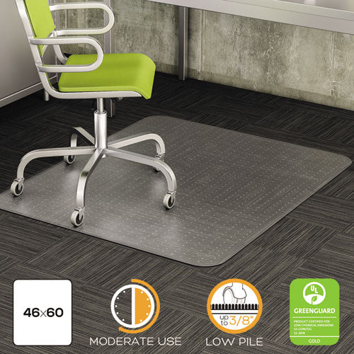 Image of deflecto® Duramat Moderate Use Chair Mat, Low Pile Carpet, Flat, 46 X 60, Rectangle, Clear