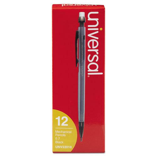 Image of Universal Mechanical Pencil, 0.7 mm, HB (#2), Black Lead, Smoke/Black Barrel, Dozen