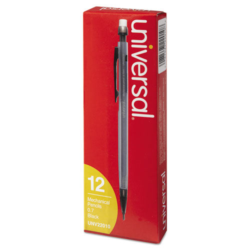 Image of Universal Mechanical Pencil, 0.7 mm, HB (#2), Black Lead, Smoke/Black Barrel, Dozen