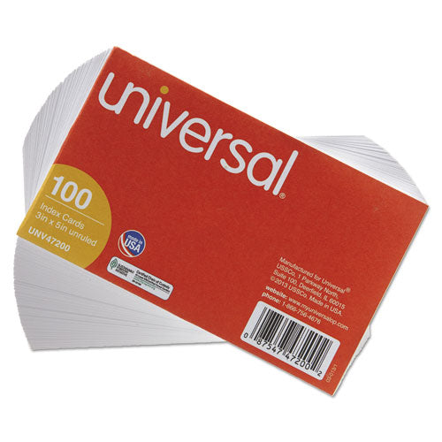 Image of Universal® Unruled Index Cards, 3 X 5, White, 100/pack