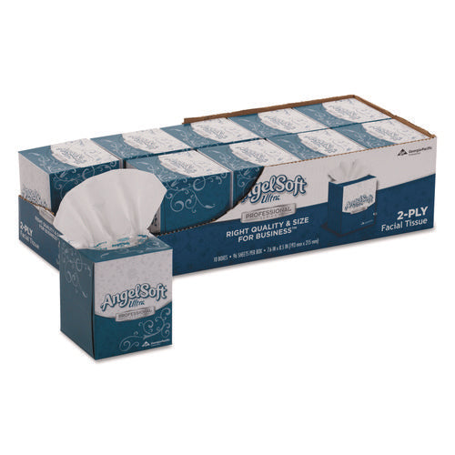 Image of Angel Soft® Ps Ultra Facial Tissue, 2-Ply, White, 96 Sheets/box, 10 Boxes/carton