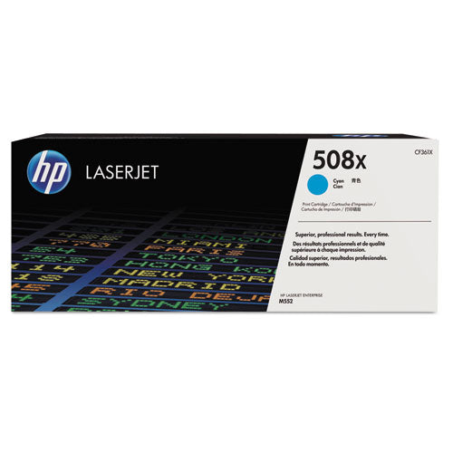 Image of HP HP 508x, (cf361x) High-Yield Cyan Original Laserjet Toner Cartridge