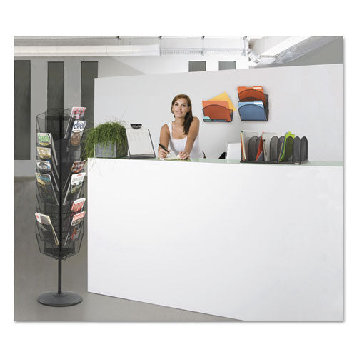 Image of Safco® Onyx Mesh Rotating Magazine Display, 30 Compartments, 16.5w X 16.5d X 66h, Black