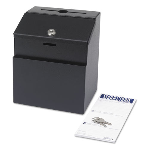 Image of Safco® Steel Suggestion/key Drop Box With Locking Top, 7 X 6 X 8.5, Black Powder Coat Finish