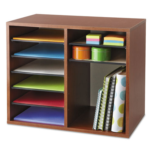 Image of Safco® Fiberboard Literature Sorter, 12 Compartments, 19.63 x 11.88 x 16.13, Cherry