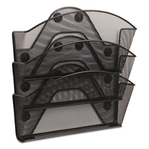 Image of Safco® Onyx Magnetic Mesh Panel Accessories, 3 File Pocket, 13 x 4.25 x 13.5. Black