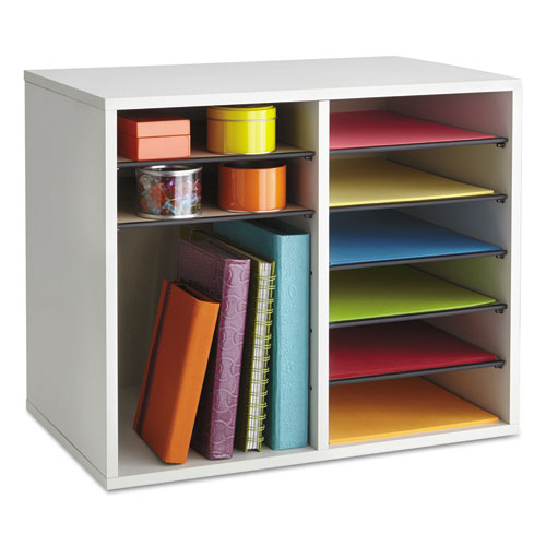 Image of Safco® Fiberboard Literature Sorter, 12 Compartments, 19.63 x 11.88 x 16.13, Gray