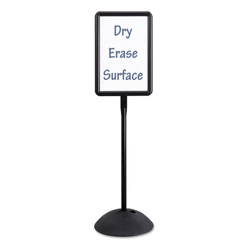 Image of Safco® WriteWay Two-Sided Dry Erase Standing Message Sign, White 14.25" x 22.5" Rectangle Surface, Black Frame, 14.25" x 22.5" x 65"