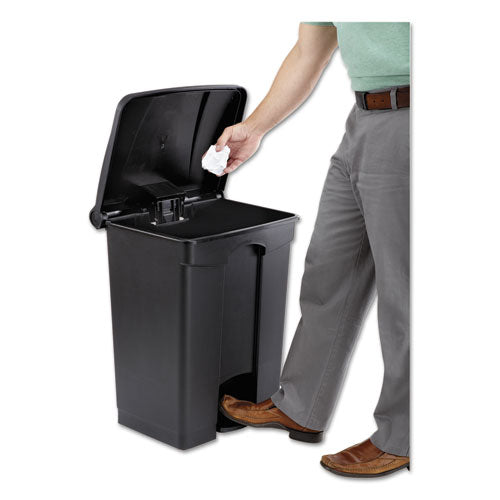 Image of Safco® Large Capacity Plastic Step-On Receptacle, 17 gal, Plastic, Black
