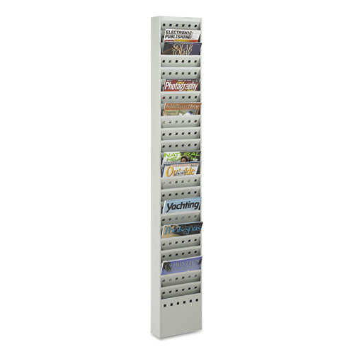 Image of Safco® Steel Magazine Rack, 23 Compartments, 10w X 4d X 65.5h, Gray