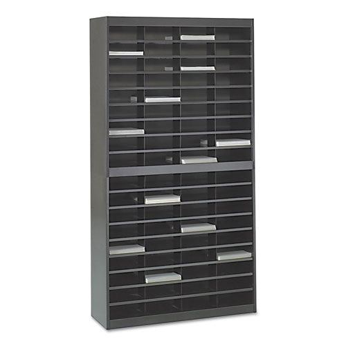 Image of Safco® Steel/Fiberboard E-Z Stor Sorter, 72 Compartments, 37.5 x 12.75 x 71, Black