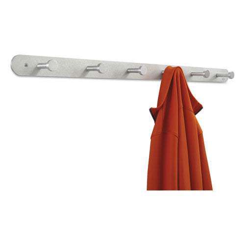 Image of Safco® Nail Head Wall Coat Rack, Six Hooks, Metal, 36w X 2.75d X 2h, Satin