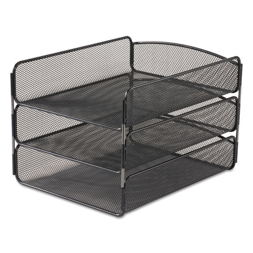 Image of Safco® Onyx Desk Tray, 3 Sections, Letter Size Files, 9.25" X 11.75" X 8", Black