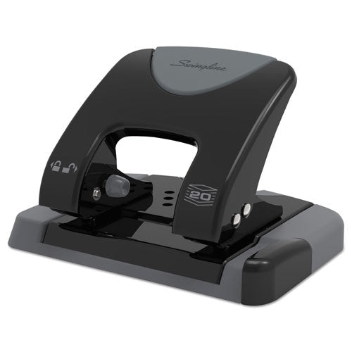 Image of Swingline® 20-Sheet Smarttouch Two-Hole Punch, 9/32" Holes, Black/gray