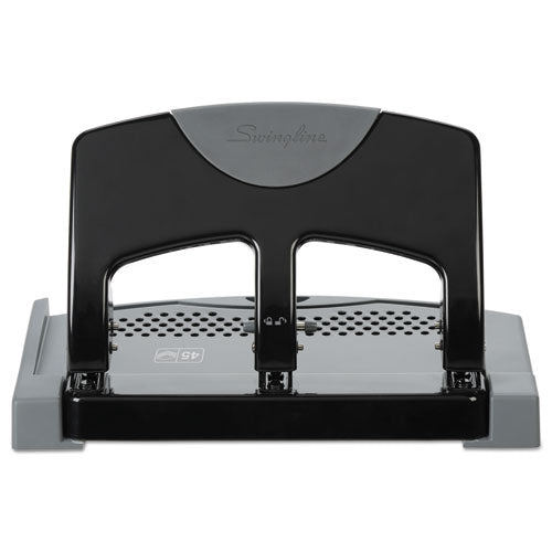 Image of Swingline® 45-Sheet Smarttouch Three-Hole Punch, 9/32" Holes, Black/gray